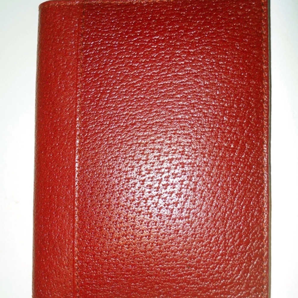 AUTH Gucci Brick Red Embossed Leather Logo Card Wallet Italy - Picture 4 of 10